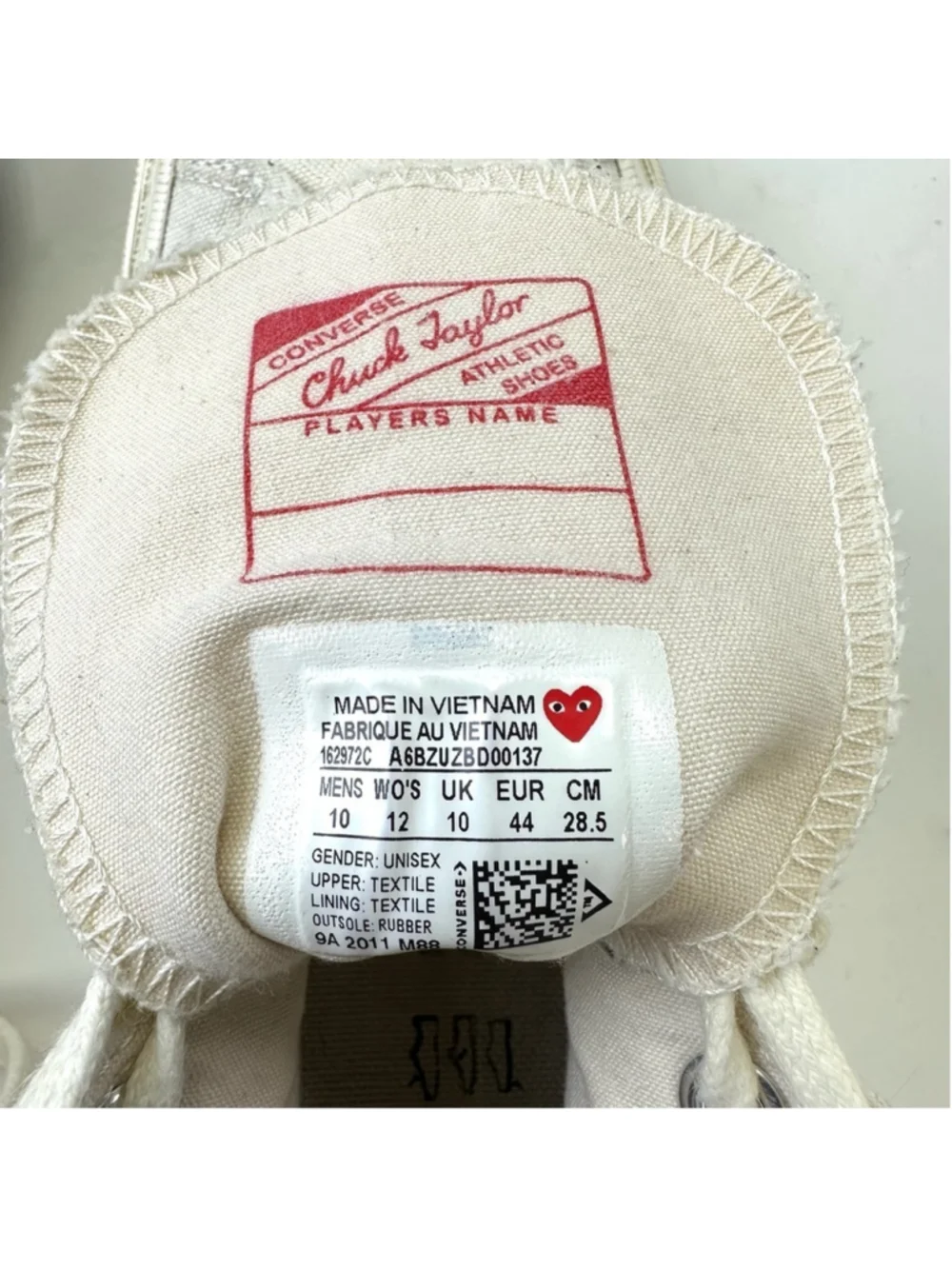 COMME DE garçon Converse Chuck Taylor hi-top Sneakers Mens Multi Hearts Size 10 - Picture 4 of 15